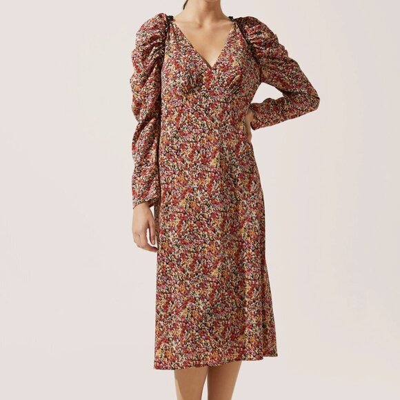 Ruched Sleeve Floral Midi | ASTR the Label​ - Picture 1 of 4